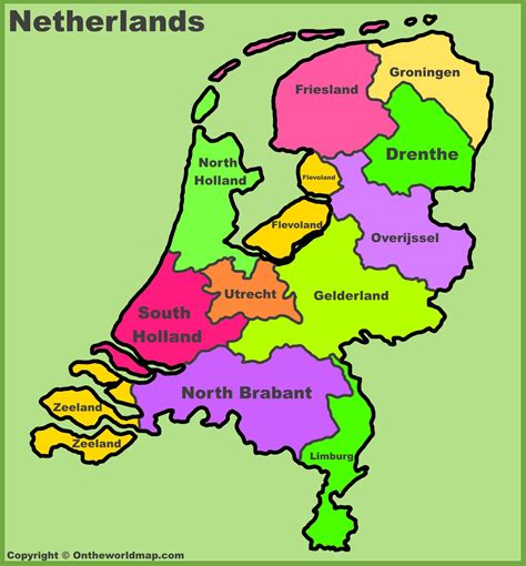 Netherlands provinces map | Netherlands map, Holland map, East frisian ...