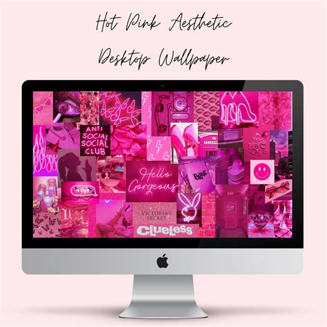 Hot Pink Aesthetic Desktop Wallpaper, Hot Pink, Pink, Digital Download ...