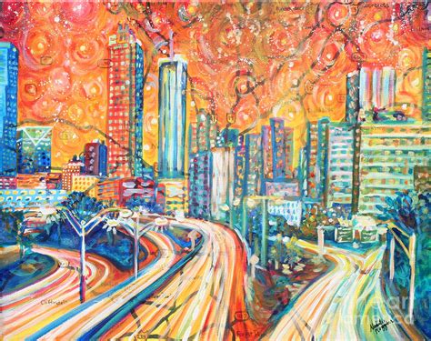 Atlanta Skyline Painting by Natalie Huggins