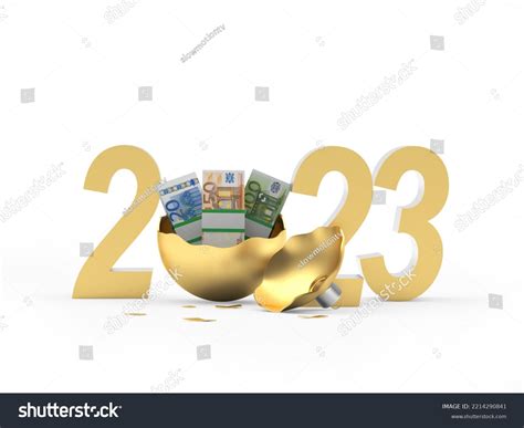 Golden Number 2023 Euro Banknotes Broken Stock Illustration 2214290841 ...