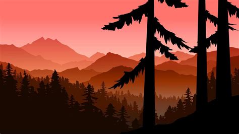 Beautiful Foggy Mountain Forest Landscape in Silhouette 3700164 Vector ...