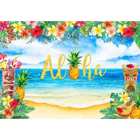 Buy 84x60inch Aloha Backdrop Luau Hawaiian Party Decorations Tropical ...