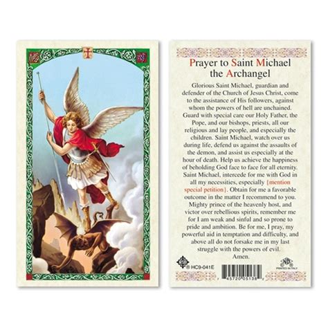 Saint Michael the Archangel Laminated Prayer Card | Discount Catholic ...