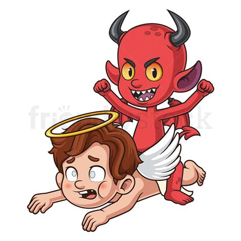 Cartoon Red Devil Versus Angel Vector Clipart - FriendlyStock