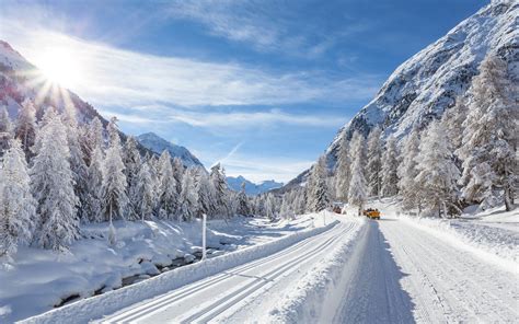 Trees hills winter snow road car wallpaper | 2560x1600 | 376905 ...