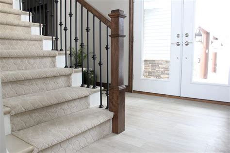 Flooring: Coretec Plus, Ivory Coast Oak, 7"x48"; Staircase Carpet ...