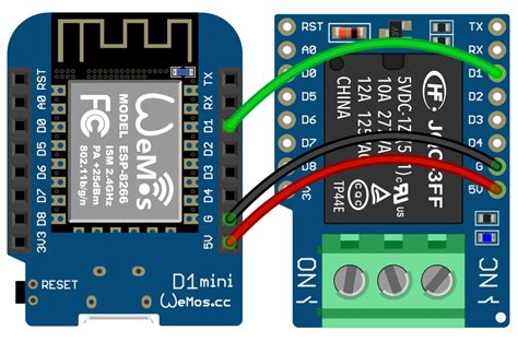 A WeMos D1 Mini ESP8266 development board running MicroPython ...