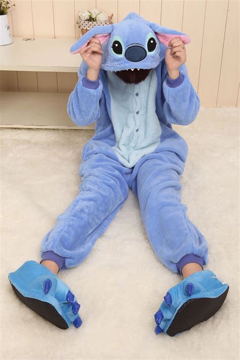 2014 animale blu / rosa stitch tutina adulto unisex cosplay pigiama all ...