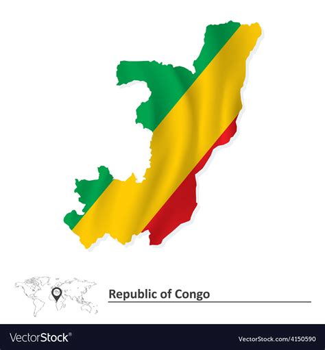 Map of republic congo with flag Royalty Free Vector Image