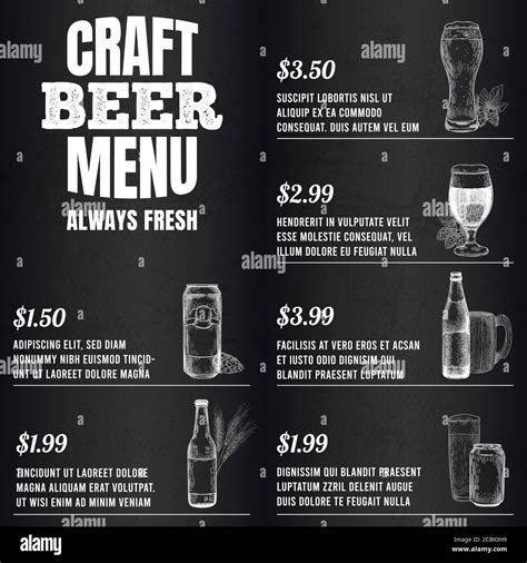 Pub menu. Beer drink menu for restaurant or cafe template design ...