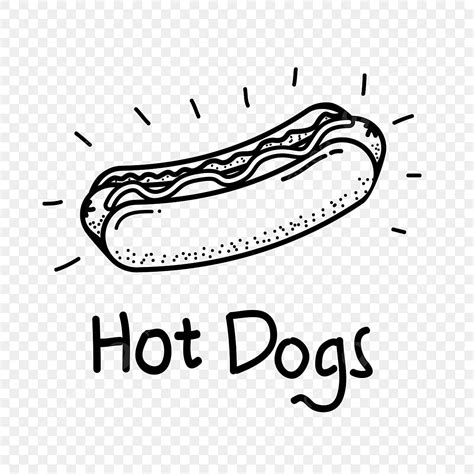 Hot Dog Vector Illustration With Hand Drawn Style Hot Dog Doodle Vector ...