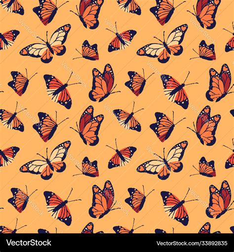 Monarch butterfly seamless pattern background Vector Image