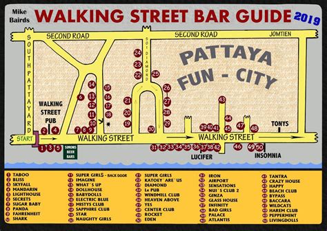 2019 Walking Street Map - Pattaya Unplugged