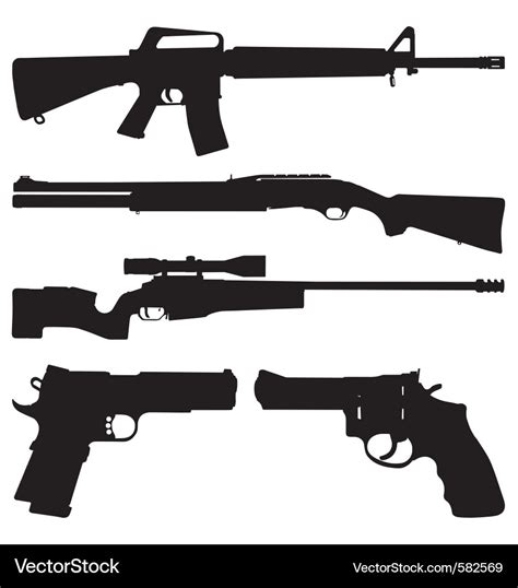 Gun silhouettes Royalty Free Vector Image - VectorStock