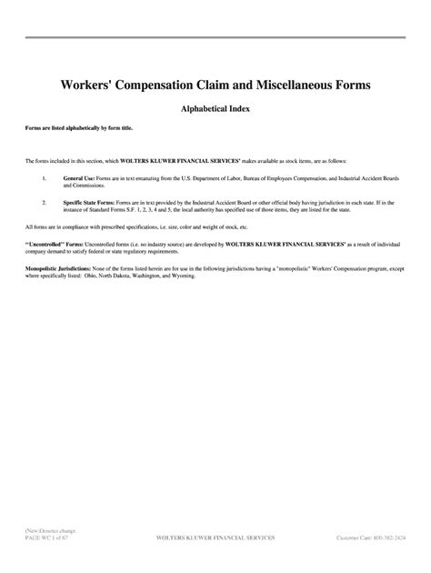 Fillable Online Workers' Compensation Claim and Miscellaneous Forms Fax ...