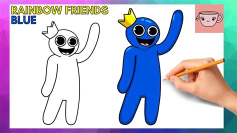 How To Draw Blue (Smiling) from Roblox Rainbow Friends | Cute Easy Step ...