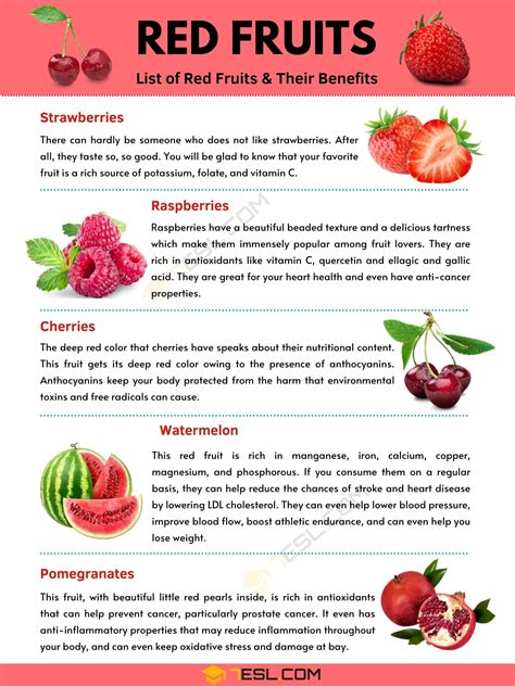 Red Fruits: Top 5 Healthy Red Fruits and Their Benefits • 7ESL | Fruit ...