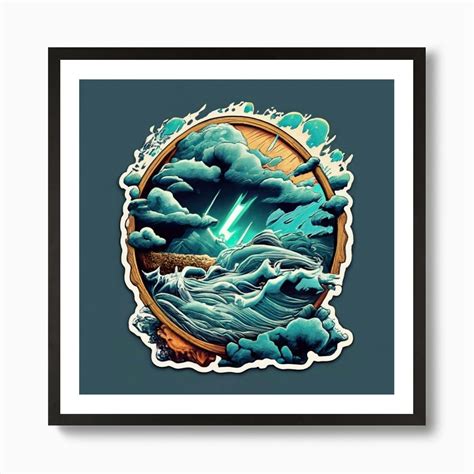 Ocean Storm With Large Clouds And Lightning 1 Art Print by Hasnany 33 - Fy