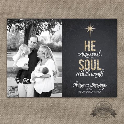 Christian Christmas Cards - Gold Glitter Chalkboard - He Appeared Soul ...