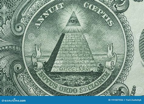 Annuit Coeptis Motto And The Eye Of Providence. One Dollar Bill Royalty ...