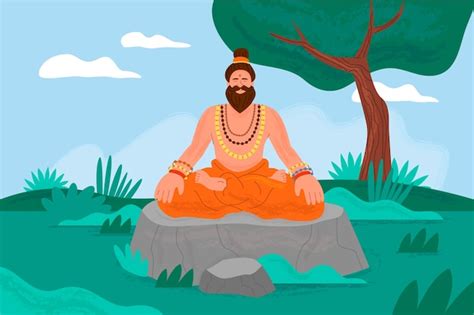 Free Vector | Hand drawn sadhu meditating illustration