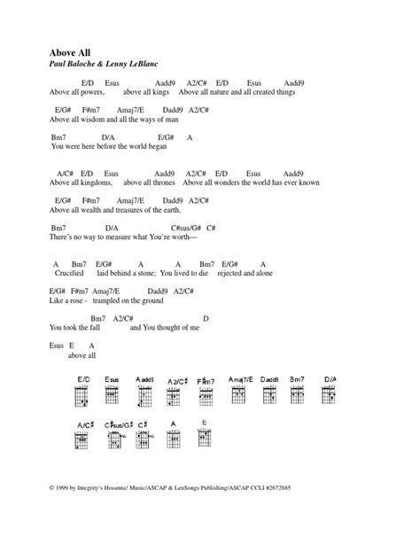 Above All Lyrics Chords - Merged | PDF | Song Structure | Heaven