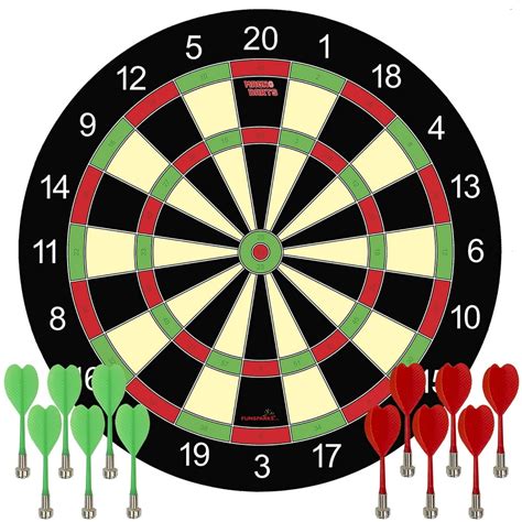 Funsparks Magnetic Dart Board Game - 12 Darts - 6 Green and 6 Red Darts ...