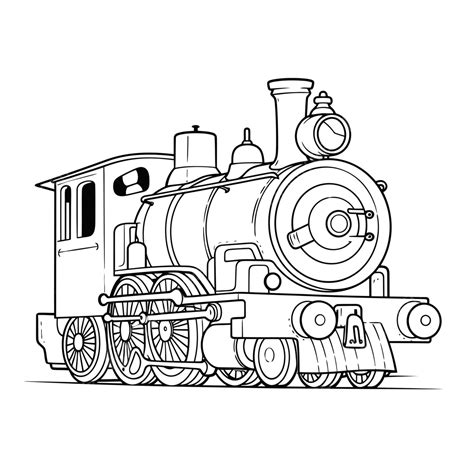 The Coloring Page Of A Train Engine Outline Sketch Drawing Vector ...