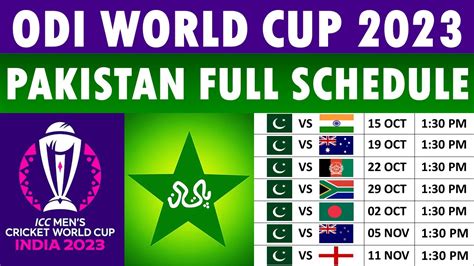 World Cup 2023 Pakistan Schedule: Pakistan World Cup 2023 Schedule ...