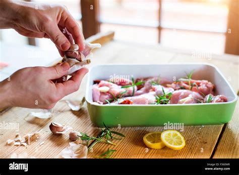 Cooking fresh raw rabbit meat Stock Photo - Alamy