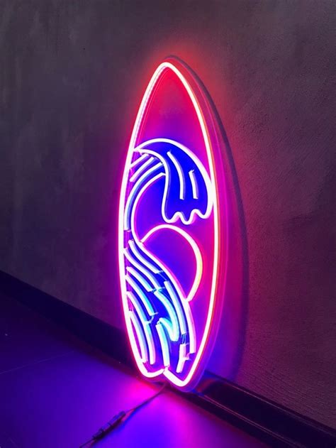 cool neon lamp, surf neon light, custom neon sign, unique wall decor ...