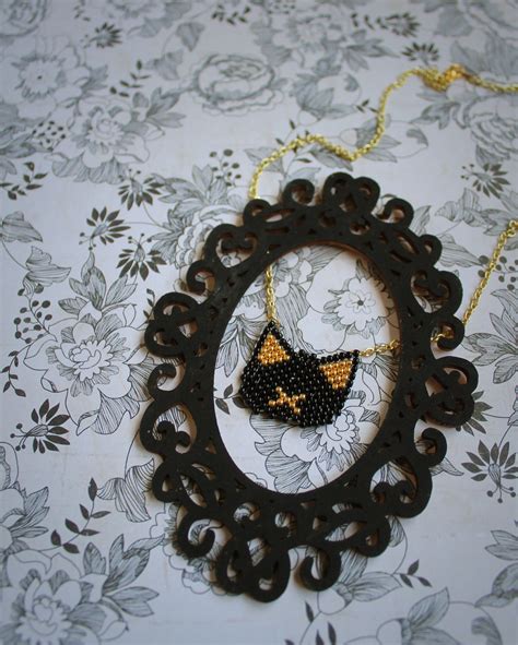 Black Cat Necklace Halloween Necklace Customizable Cat Gift - Etsy