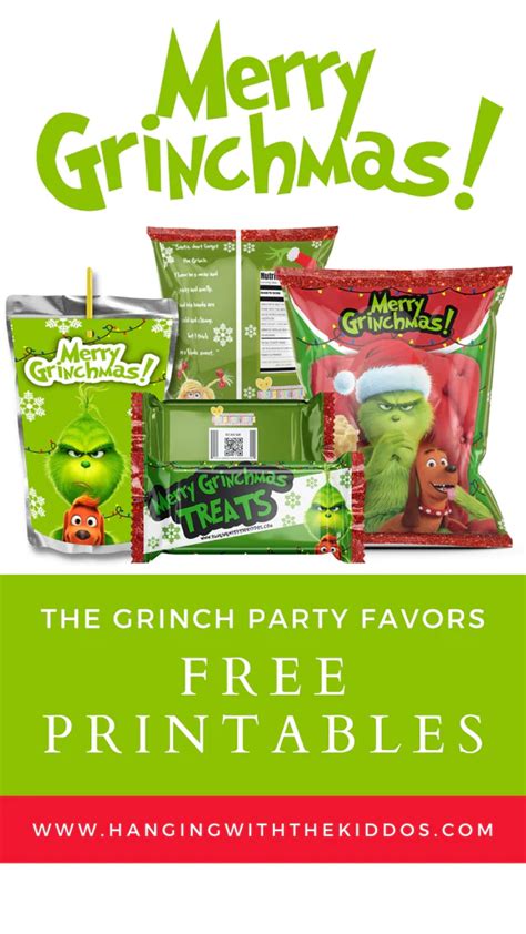 Free Grinch Chip Bags and Party Favor Printables | Chip bags, Party ...