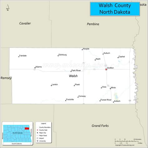 Map of Walsh County, North Dakota - Where is Located, Cities ...