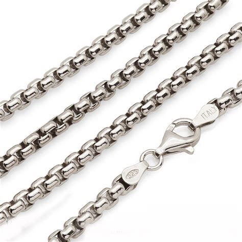 925 Sterling Silver 4mm Round Box Chain Necklace 18″-26″ | WJD Exclusives