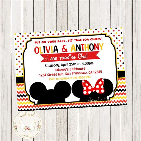 Minnie Mouse and Mickey Mouse Birthday Invitation Mickey - Etsy