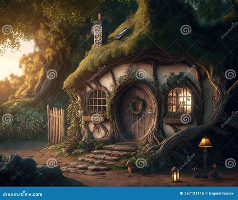 House of the Hobbit Hole. Fantasy Village Shire, Houses with Round ...