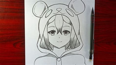 How to Draw a cute anime girl wearing a hoodie | Step by step Drawing ...