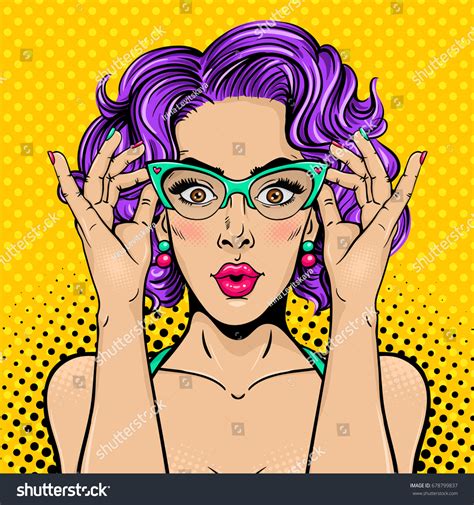 Wow Pop Art Female Face Closeup Stock Vector (Royalty Free) 678799837 ...