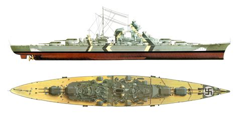 German battleship Bismarck Blueprint - Download free blueprint for 3D ...