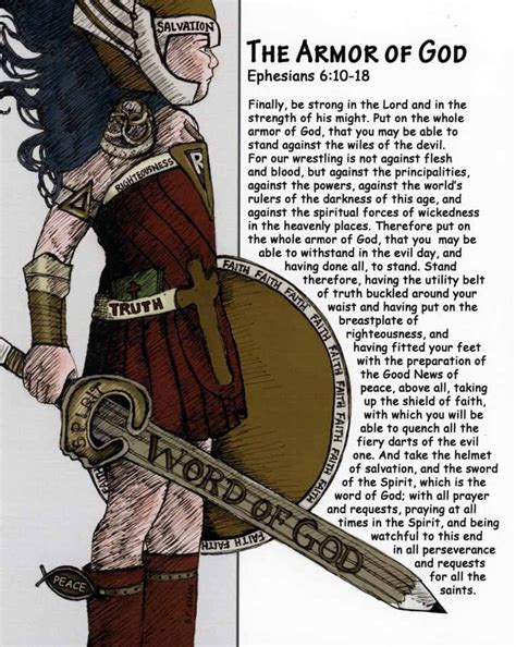 Armor of God Ephesians 6:10-18 Illustrated Bible Verse Christian ...