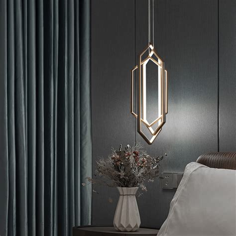 Nordic Geometric Shaped Pendant Lamps Modern Luxury Bedroom Bedside ...