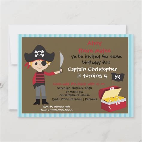 Pirate Ahoy Mates Birthday Party Invitation Boy | Zazzle.com