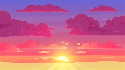 Premium Vector | Cartoon sunset sky. Gradient violet and yellow sky ...