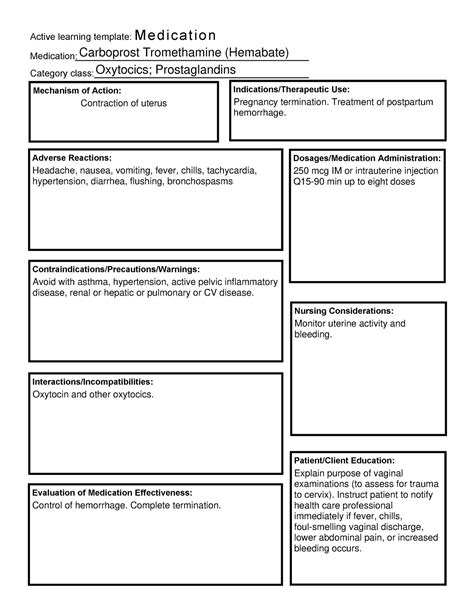 Hemabate - Studyguide for OB meds - Evaluation of Medication ...