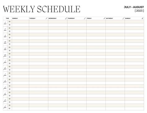 Blank Weekly Schedules