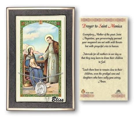 St. Monica Medal With Prayer Card - Sterling Silver 3/4" x 1/2" Oval ...