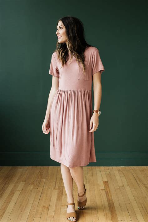 Jersey Knit Dress in Rose | Jersey knit dress, Dresses, Tee shirt dress