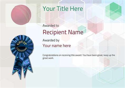 Free Cricket Certificate templates - Add Printable Badges & Medals