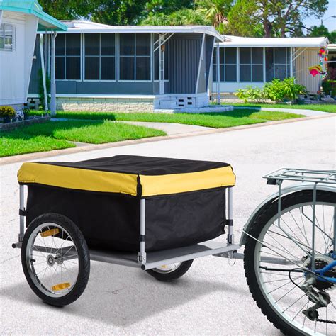 HOMCOM Bicycle Bike Cargo Trailer Cart Carrier Wagon Yellow and Black ...